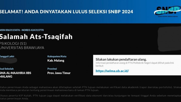 Selamat! 53% SMA Al-Maahira IIBS Malang Lolos SNBP 2024_1